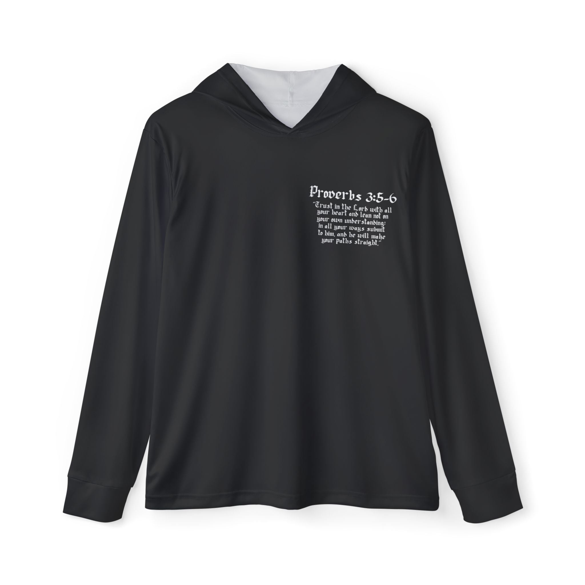 Black Walk In Faith Proverbs 3:5-6 Longsleeve Hooded Shirt