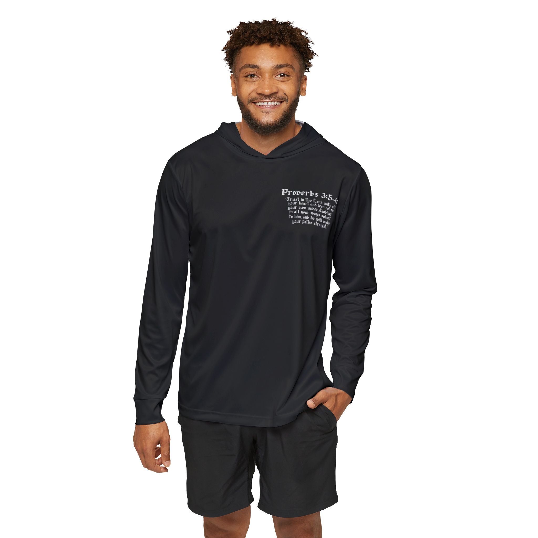 Black Walk In Faith Proverbs 3:5-6 Longsleeve Hooded Shirt