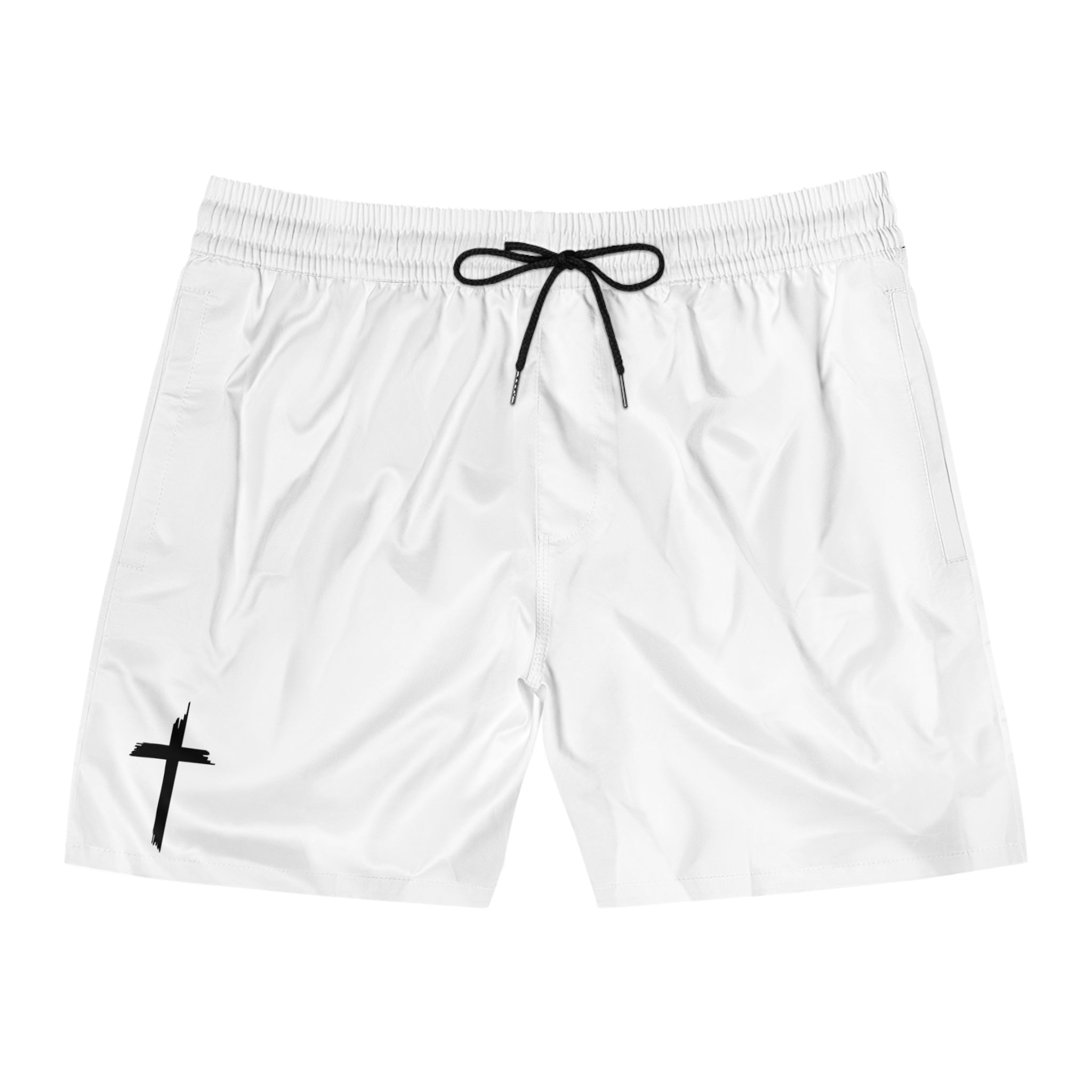 White Walk In Faith Cross Swim Trunks