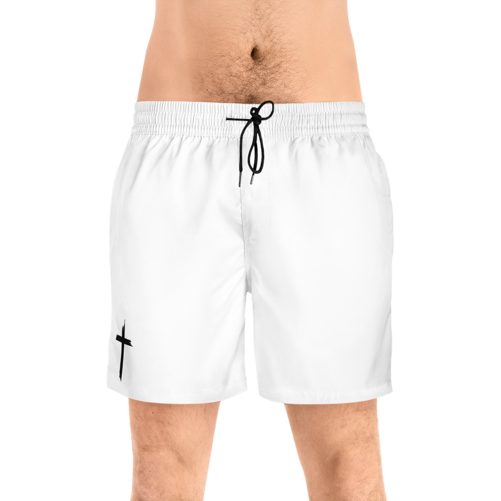 White Walk In Faith Cross Swim Trunks