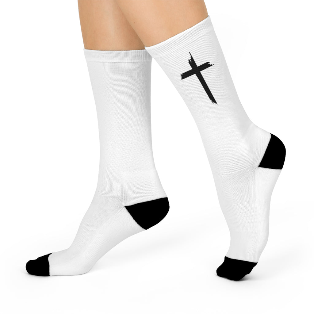 White Walk in Faith Cross Socks
